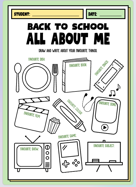 All about Me activity pack