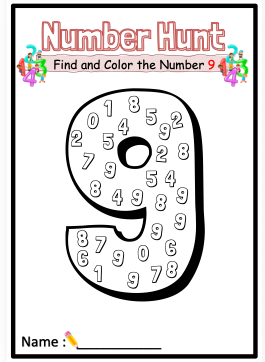 NUMBER HUNT ACTIVITY.