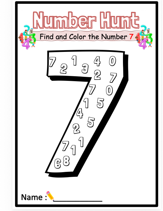 NUMBER HUNT ACTIVITY.
